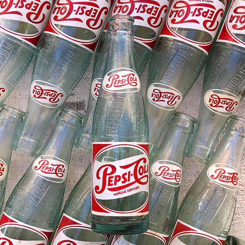 bouteille pepsi pepsi-cola cola ancienne bar bistrot brasserie ancien vintage verre 1950