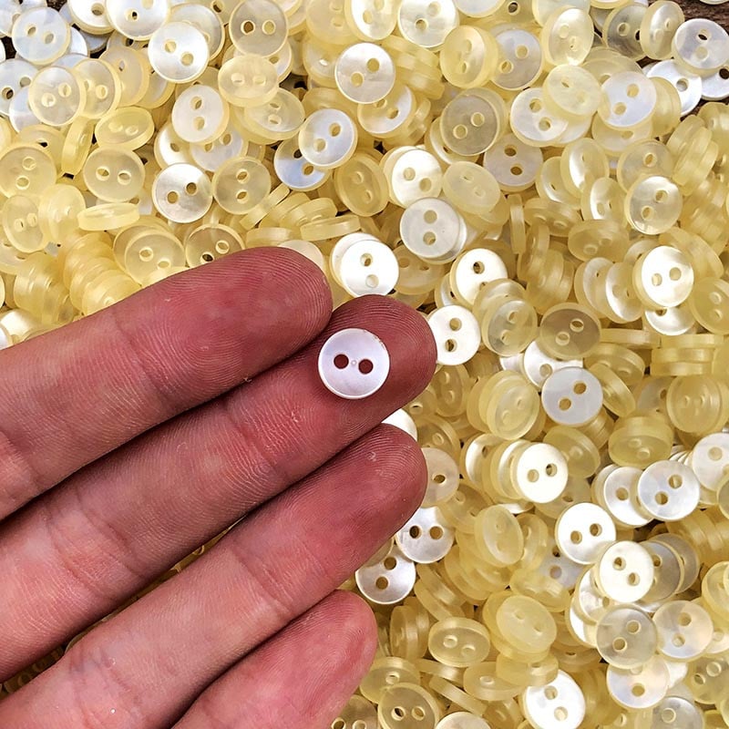 Bouton Blanc Jaune Transparent 9mm 1940