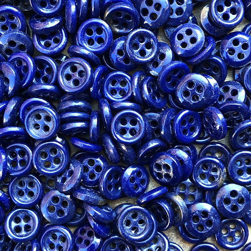 Bouton en Verre Bleu Foncé 10mm 1930