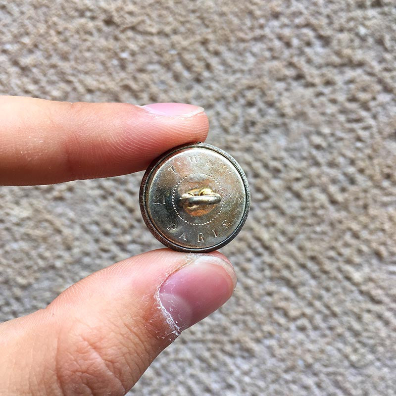 bouton ancien militaire matériel argent TW&W Paris 21mm 1930 Ancien Vintage Militaire