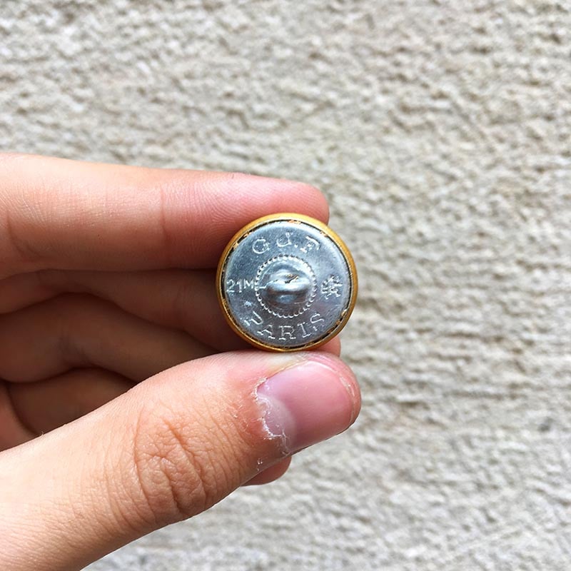 bouton ancien caducée médecin médecine santé doré or GJF Paris 21mm 1930 Ancien Vintage Militaire
