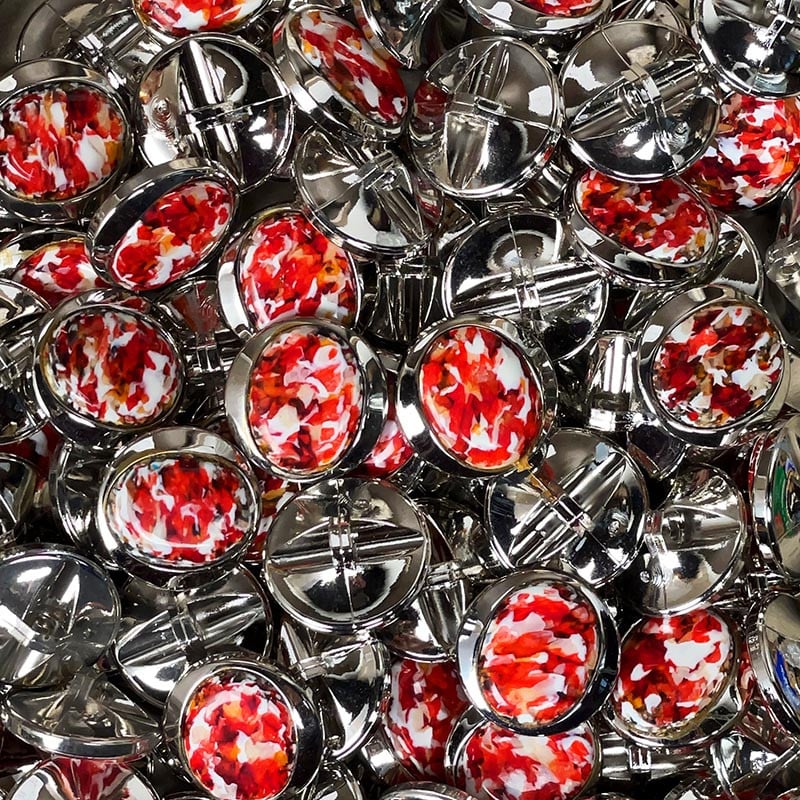 Bouton Rouge et Argent 22mm 1970