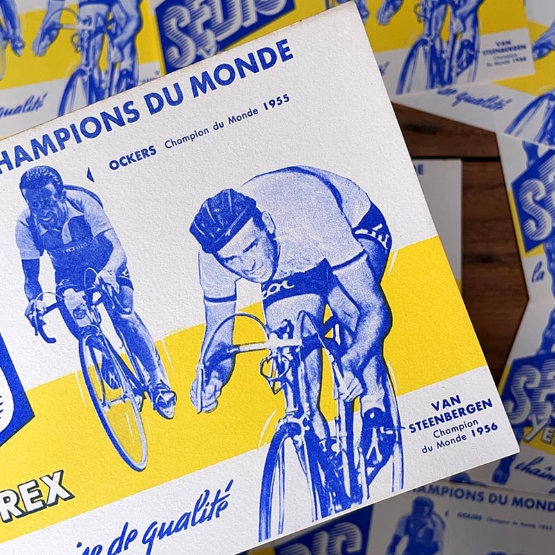 buvard publicitaire ancien vintage chaine de vélo cycle yellorex sedis 1955 1956 illustration 1960 1950