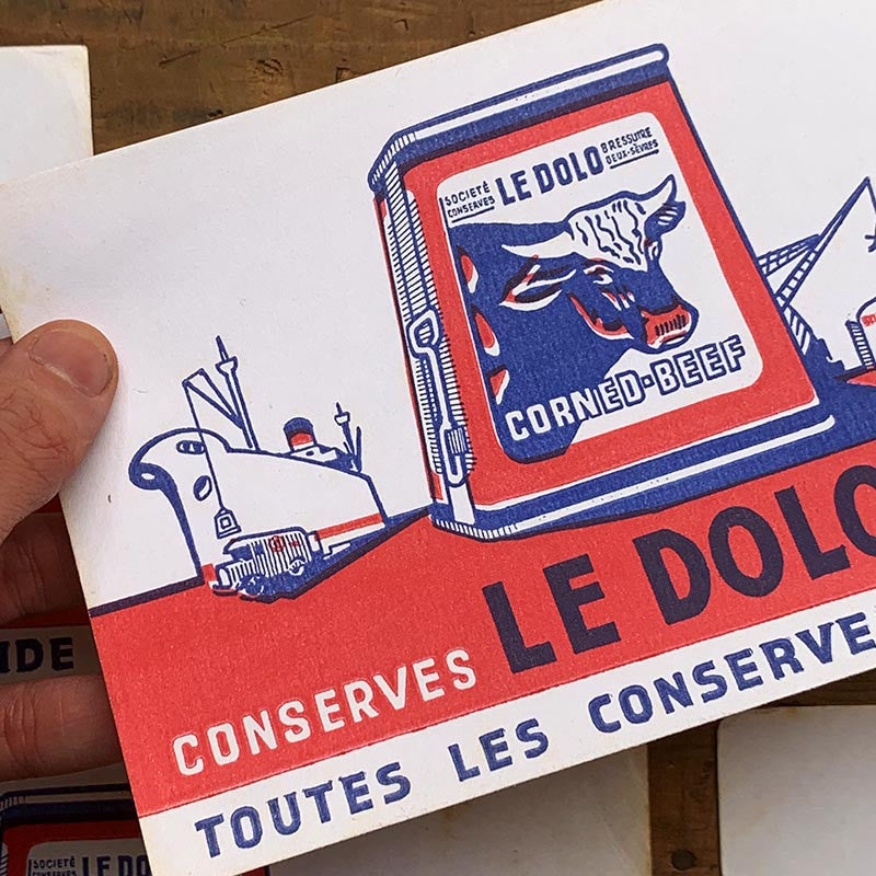 buvard publicitaire ancien vintage corned beef le dolo illustration 1960 1950
