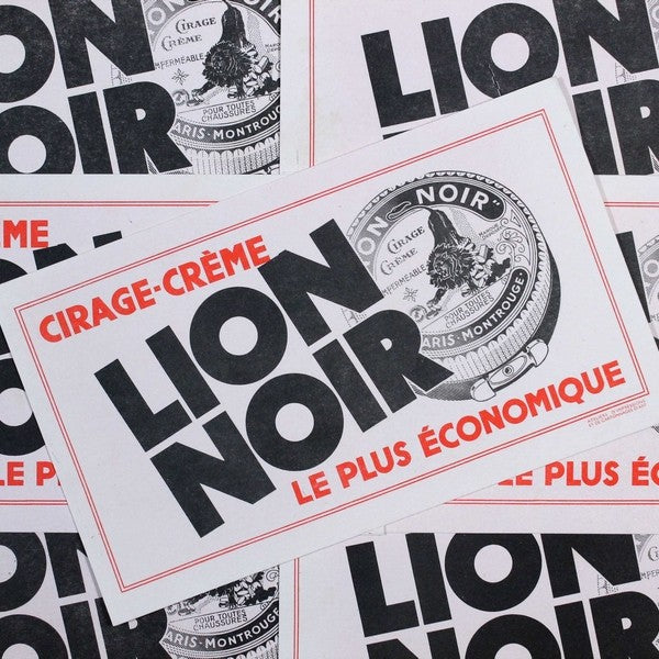 buvard publicitaire ancien lion noir cirage crème illustration 1950 1960