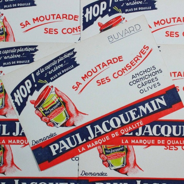 buvard publicitaire ancien illustration moutarde paul jacquemin 1960