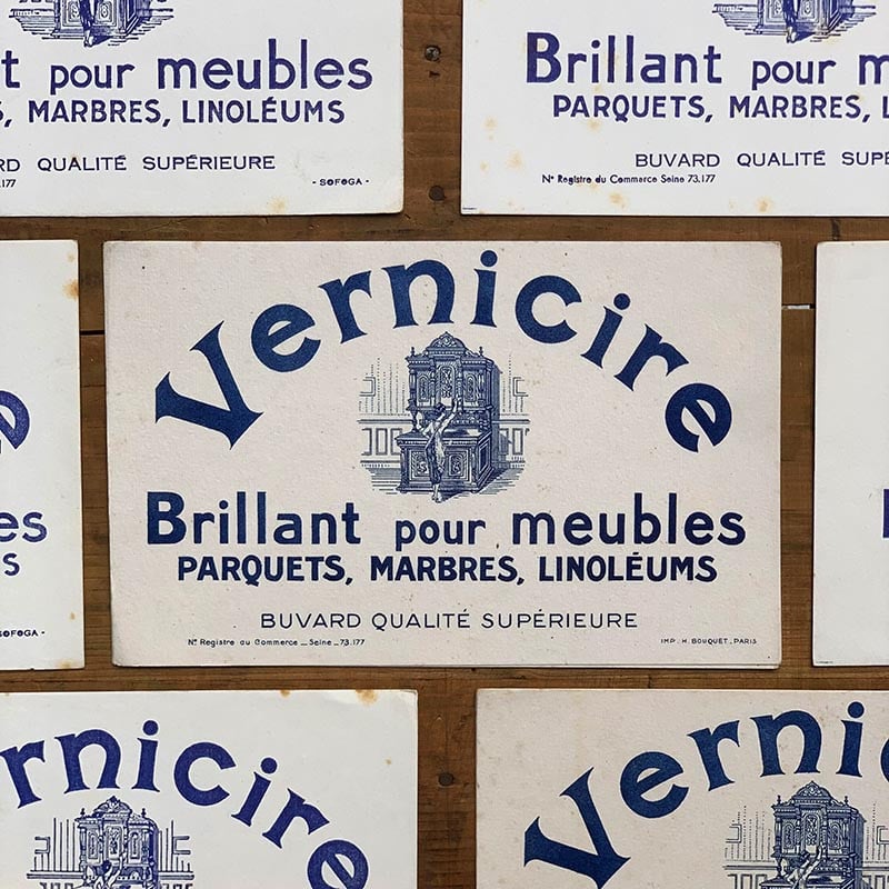 buvard publicitaire ancien vintage vernicire vernis cire meuble mobilier maison illustration 1960 1950