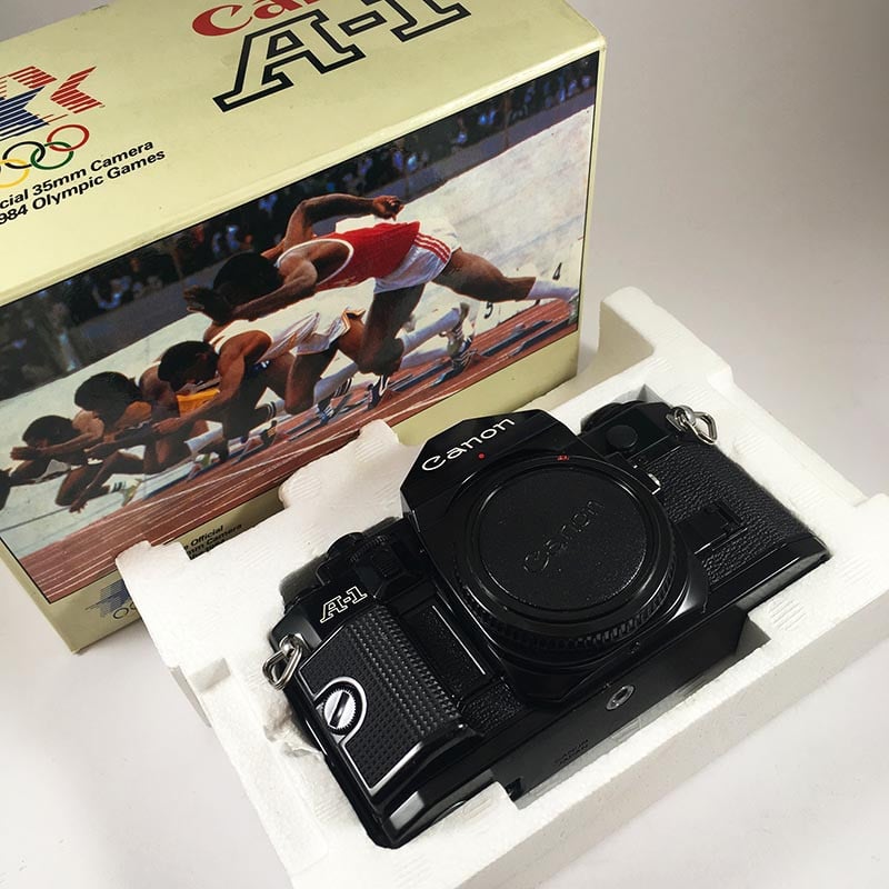 canon a1 ancien appareil reflex 35mm 135 boxed body mint emballé 1984 jeux olympiques