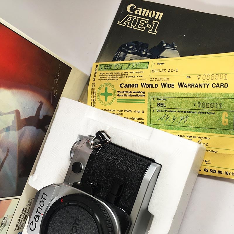 canon ae1 ae-1 reflex argentique body boitier 35mm 135 boite jeux olympiques 1980 jo
