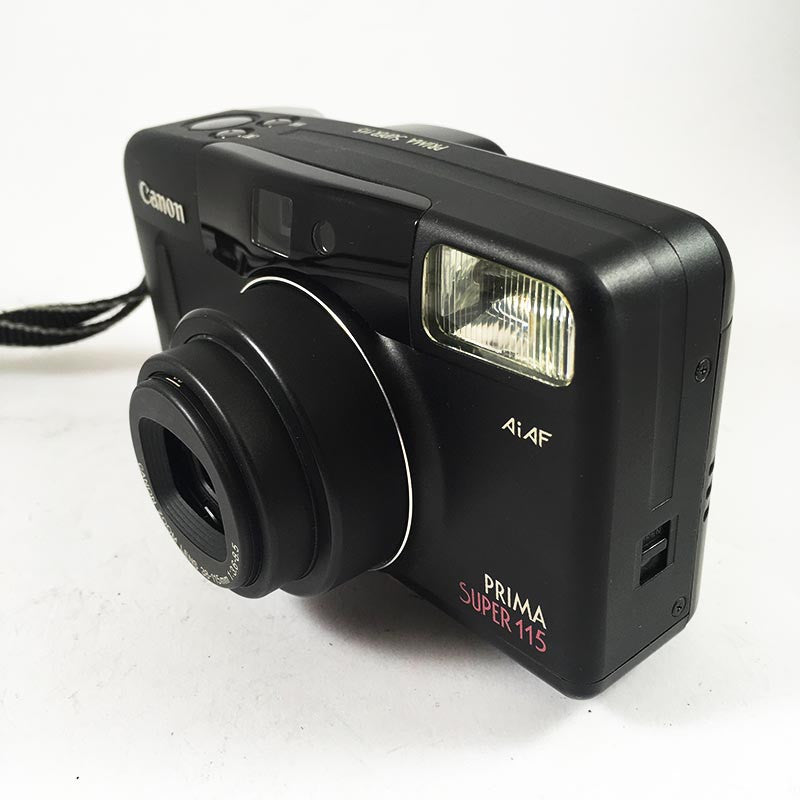Canon appareil argentique prima super 115 noir 35mm compact autofocus zoom 38mm 115mm 3.6 8.5 point and shoot