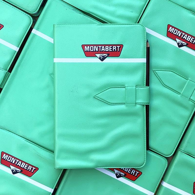 carnet ecriture agenda ancien vintage vert usine industriel 1980 1984 montabert crayon