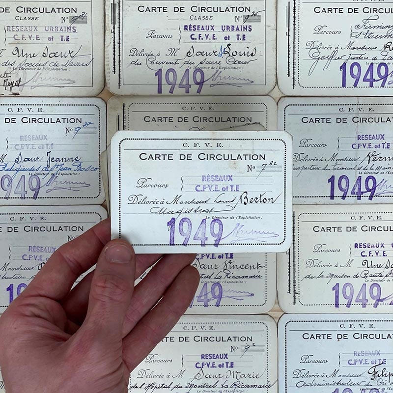 carte de circulation tramway permis de service cfve saint etienne st voie etroite 1949 1940