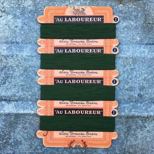 carte de fil de soie tressée extra au laboureur ancienne vintage 1930