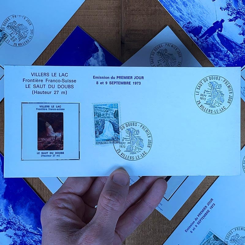 carte diapo saut du doubs janin photographie premier jour d'édition timbre sortie officielle la poste ancienne vintage 1973