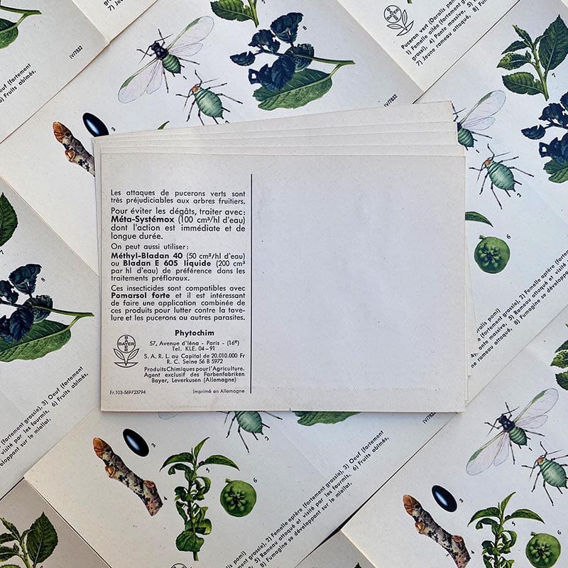 carte éducative pharmacie bayer puceron vert chimie laboratoire phytochim