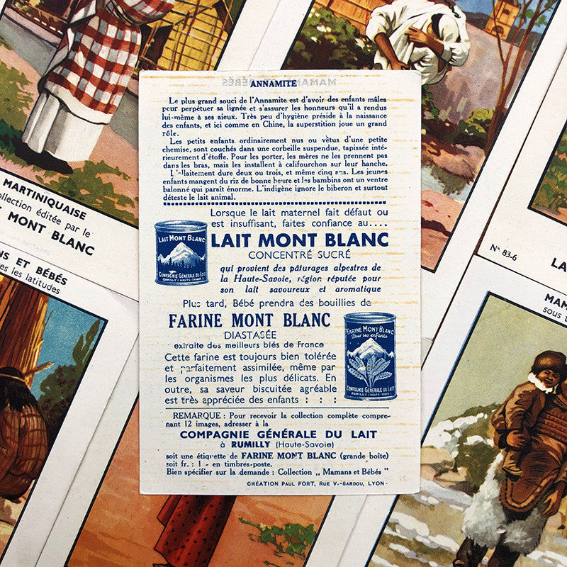 Carte "Mamans et Bébés" Lait Mont Blanc 1950