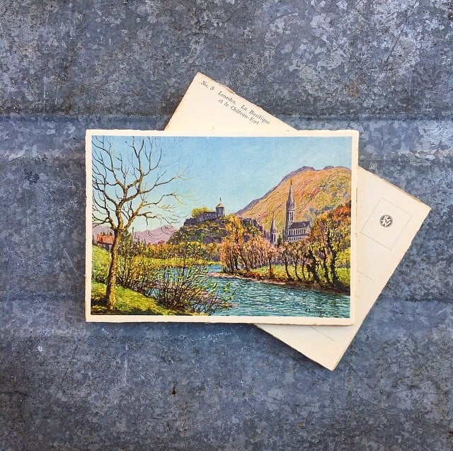 carte postale ancienne vue lourdes 1932 1930 1940 zuppinger basilique et chateau