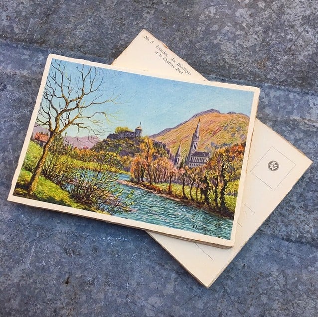 carte postale ancienne vue lourdes 1932 1930 1940 zuppinger basilique et chateau