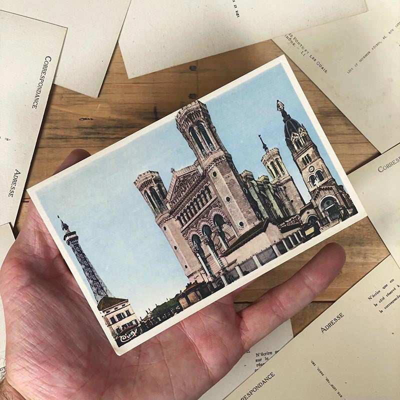 carte postale lyon ancienne lyonnaise couleur 1900 1920 la basilique de fourvière