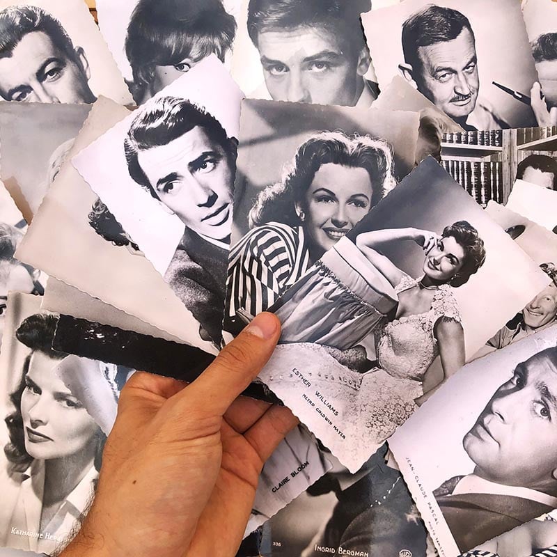 carte postale ancienne vintage photo vedette star de cinéma américaine hollywood 1950 1960 noir et blanc