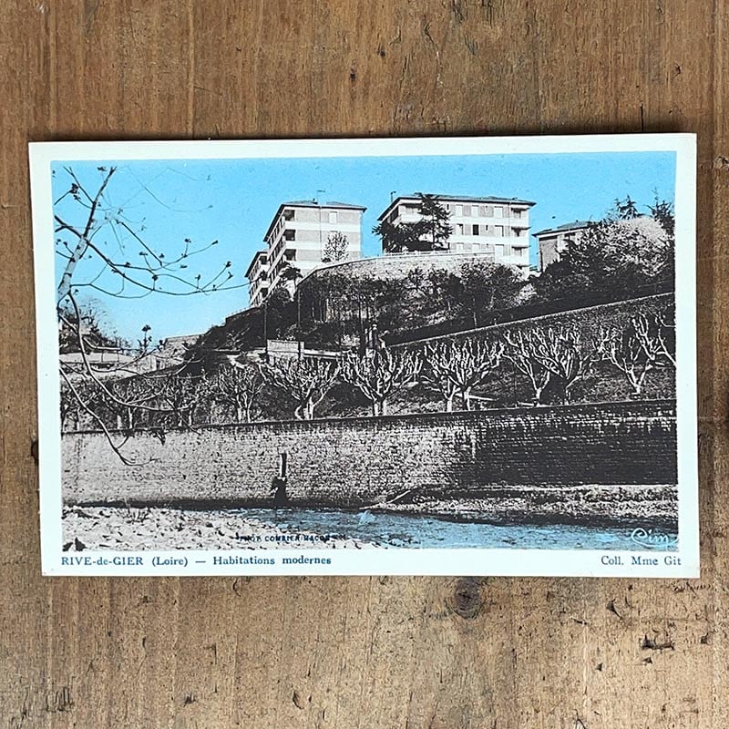 carte postale ancienne vintage photo rive de gier les bords du gier village ville habitations modernes 1920 1930 CP CPA france