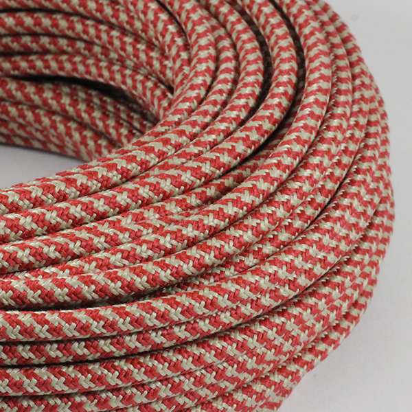 cable electrique couleur fil textile vintage tissu chanvre et rouge rond coloré lampe luminaire
