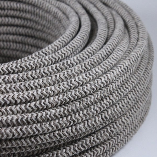 cable electrique couleur fil textile vintage tissu chevron sable rond coloré luminaire lampe