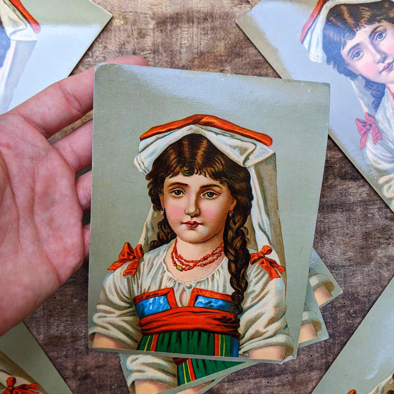 chromo ancien vintage chromographie ancienne portrait visage couleur procédé vieux 1900