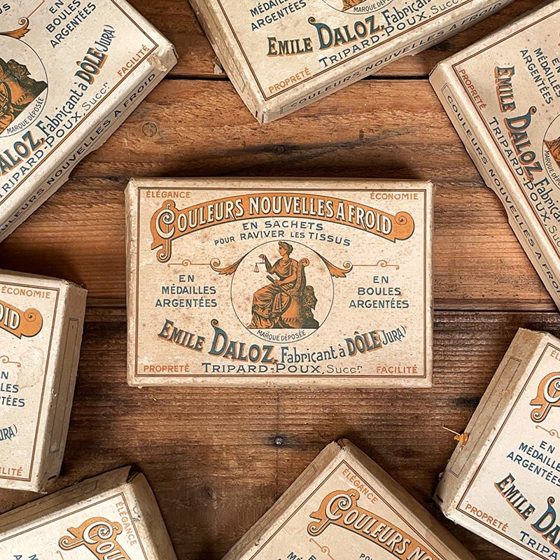boite coffret carton e daloz dôle poudre couleur sachet jura 1900 1920
