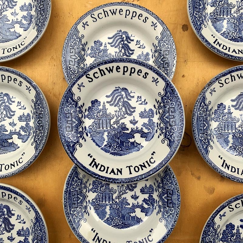 coupelle de bar rendu de monnaie schweppes indian tonic 1950 1960 porcelaine céramique