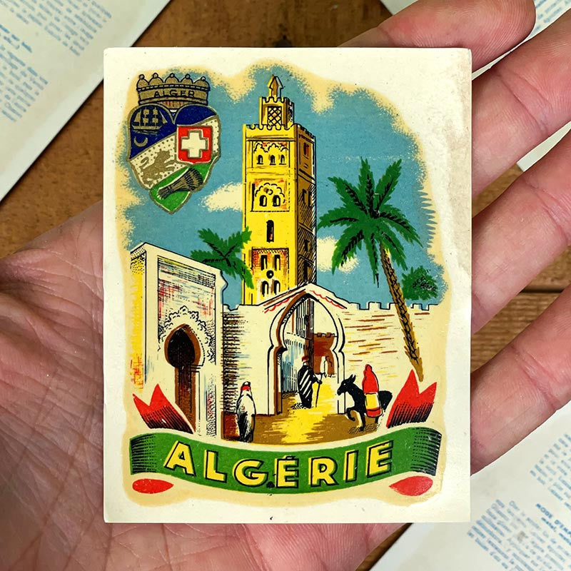 décalcomanie ancien 1950 1960 algérie maghreb touristique tourisme