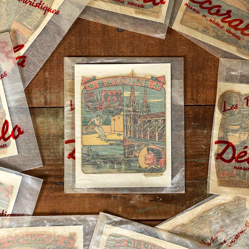 décalcomanie ancien 1950 1960 ville blason touristique tourisme bayonne pays basque