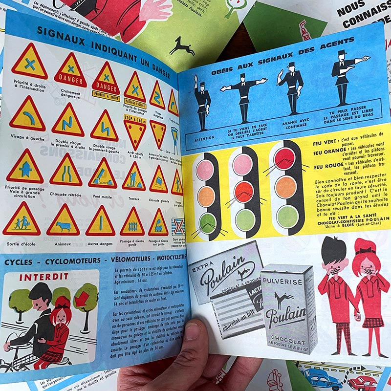 dépliant livret publicitaire chocolat poulain 1960 code de la route conduite voiture