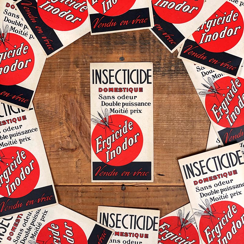 petit feuillet dépliant publicitaire insecticide ergicide inodor 1940 1950 insectes