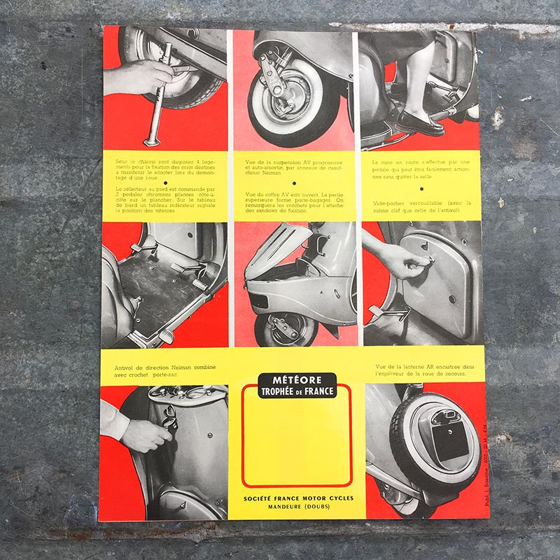 dépliant publicitaire scooter biplace FMC moto vélo ancien 1954 garage vintage
