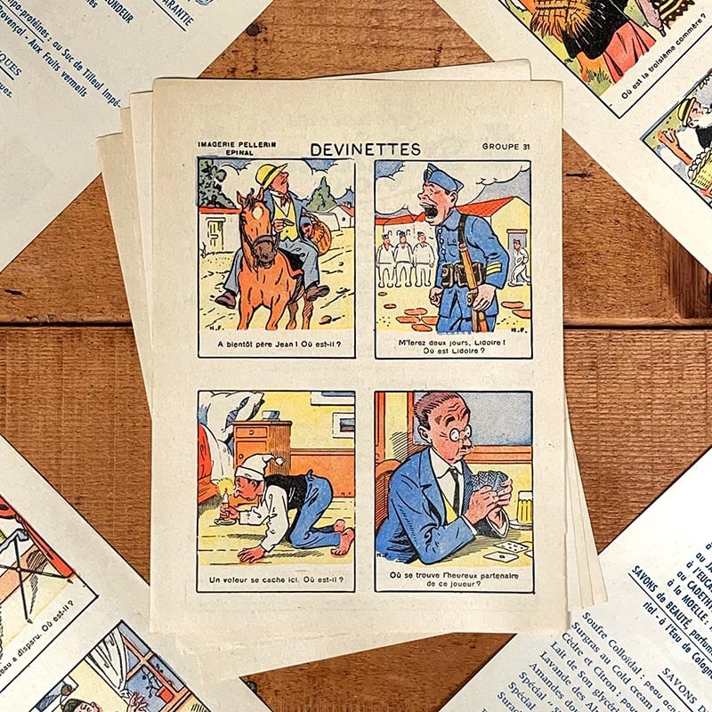 feuille devinettes ancienne laboratoires 1940 1950 docteur ducray dr cuisine image d'epinal illustration illustré