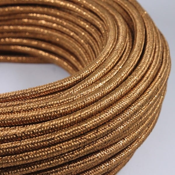 cable electrique couleur fil textile vintage tissu or doré brillant rond coloré luminaire lampe
