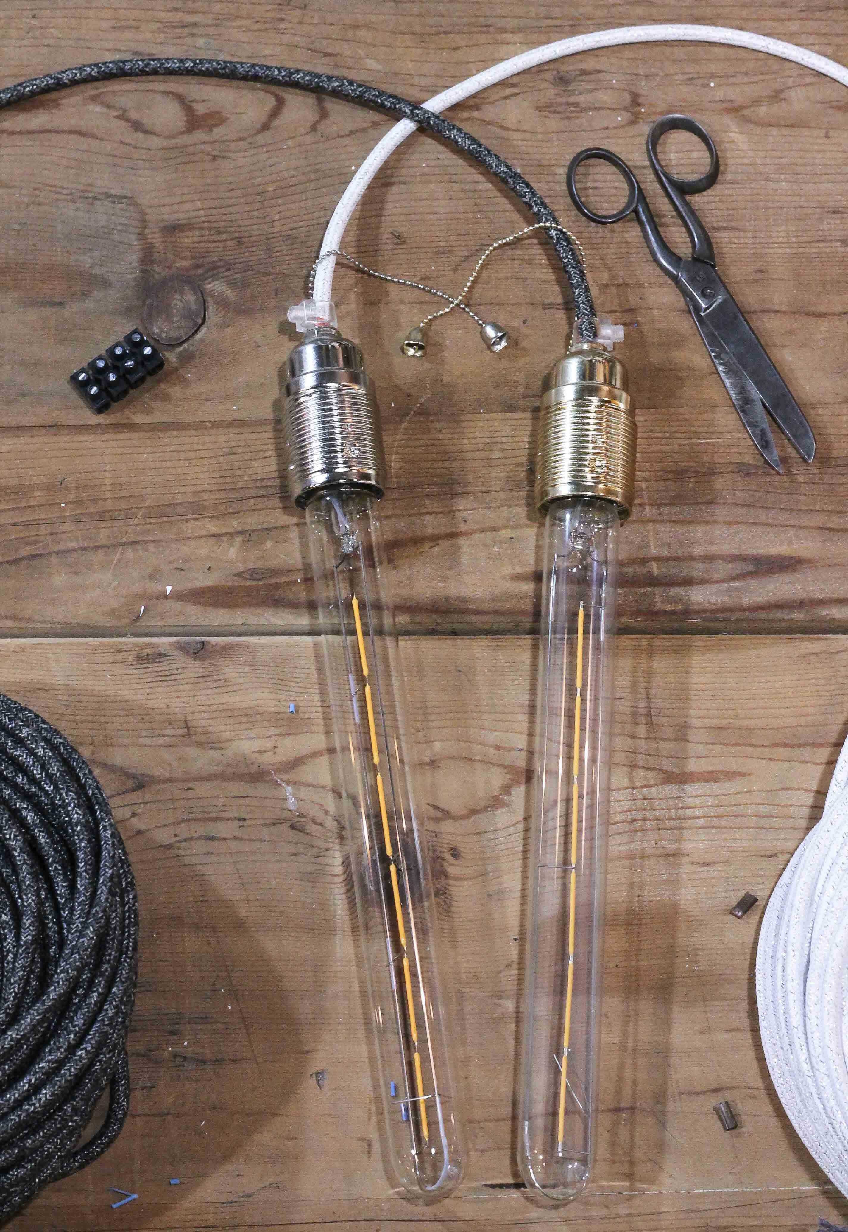 douille interrupteur laiton nickel cable blanc rond anthracite rond ampoule tube