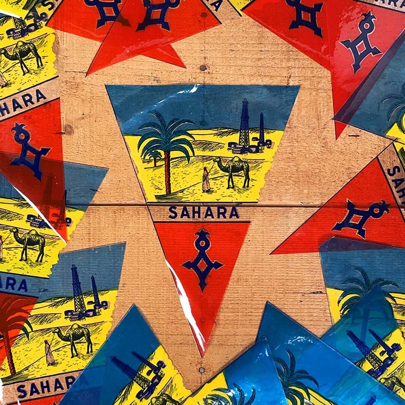 petit drapeau ancien 1950 1960 sahara désert maghreb touristique tourisme
