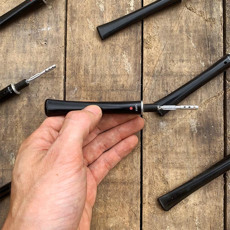embout de pipe à fumer ancien atelier du jura tabac fumeur plumb long filtre métallique métal interchangeable