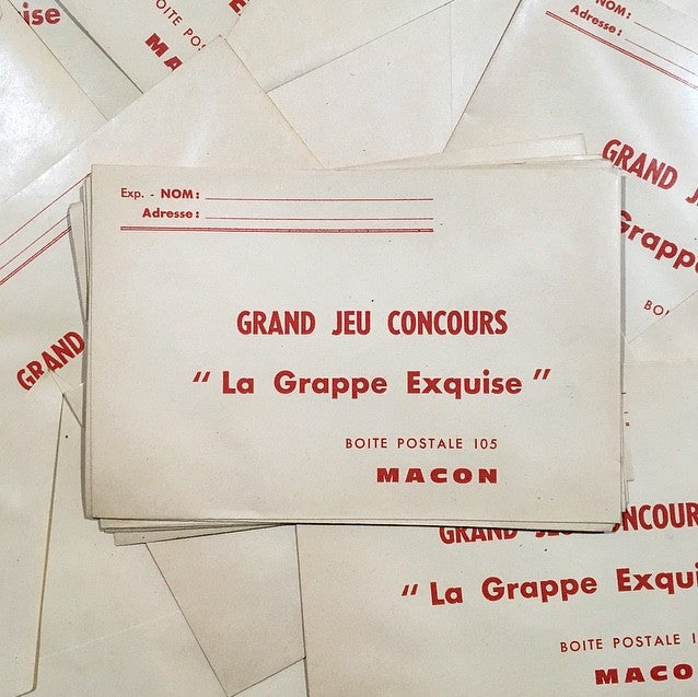 enveloppe ancienne grappe exquise vin vigneron vintage 1960