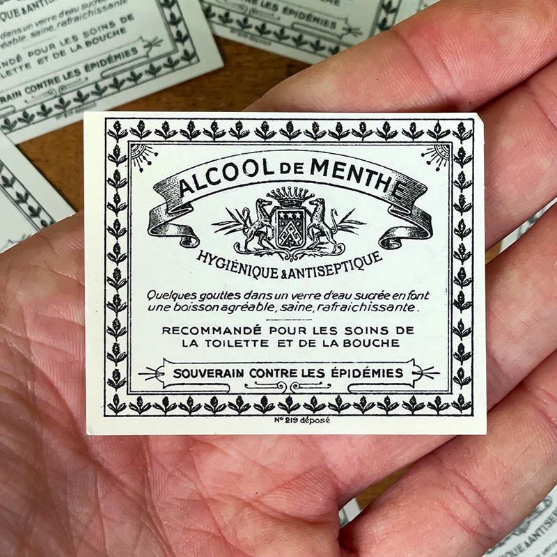 étiquette alcool de menthe 1910 1920 1900 ancien vintage alcool distillerie imprimerie collection