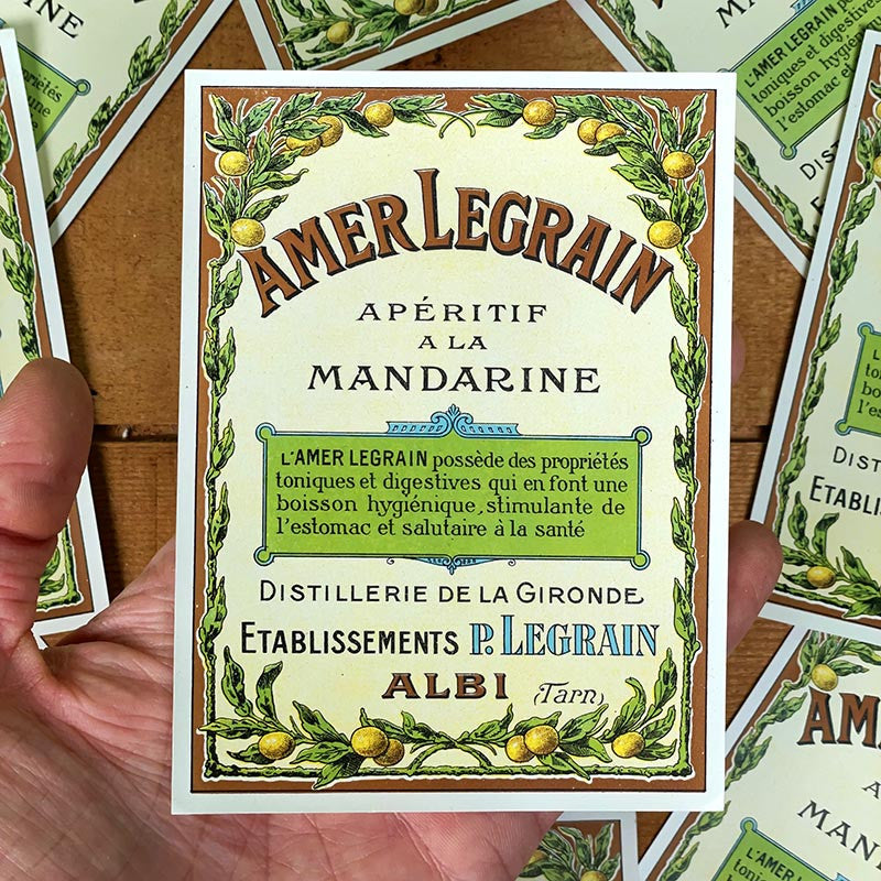 étiquette alcool amer legrain mandarine 1910 1920 1900 ancien vintage alcool distillerie imprimerie collection