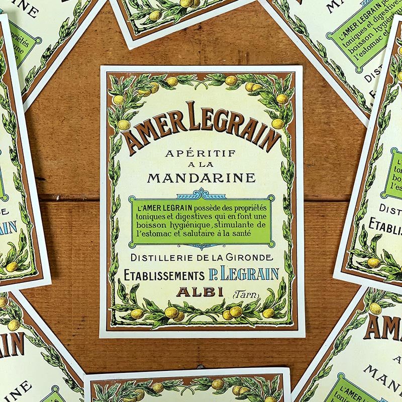 étiquette alcool amer legrain mandarine 1910 1920 1900 ancien vintage alcool distillerie imprimerie collection