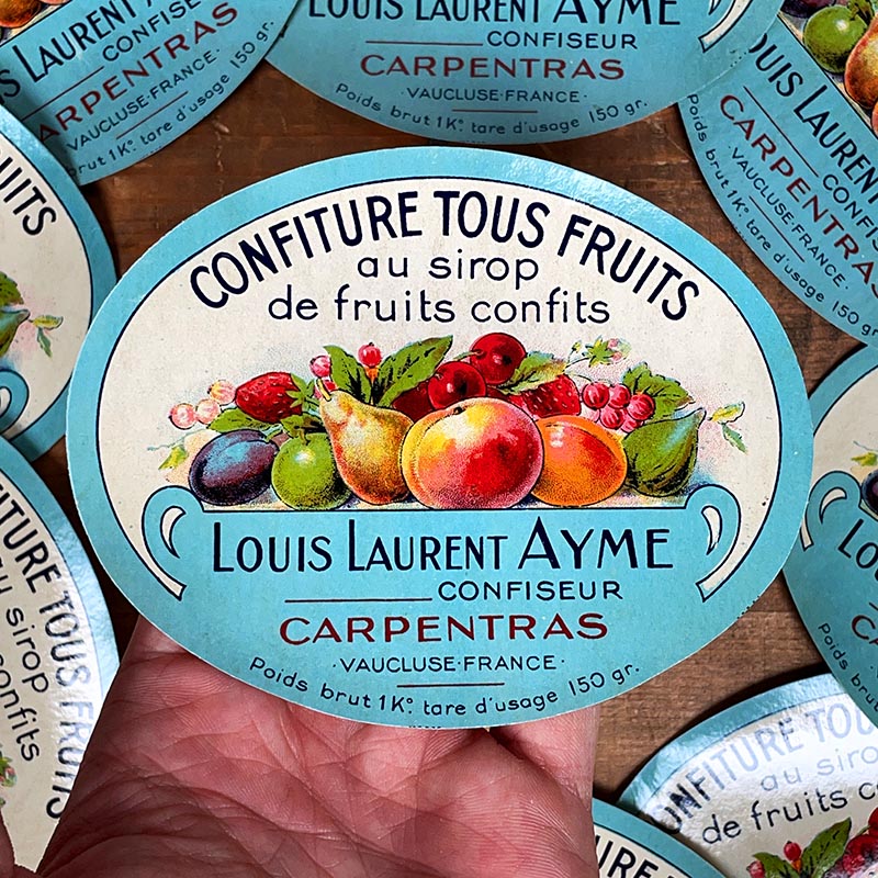étiquette ancienne confiture tous fruits louis laurent ayme carpentras 1950