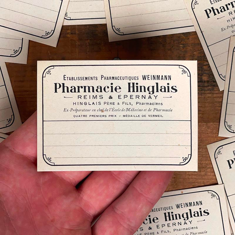 petite étiquette ancienne pharmacie hinglais reims epernay marne 1930 1920