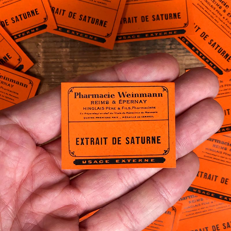 étiquette ancienne pharmacie hinglais reims epernay marne 1930 1920 extrait de saturne