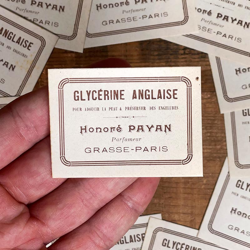 étiquette de parfum ancienne honoré payan glycérine pure grasse paris 1930