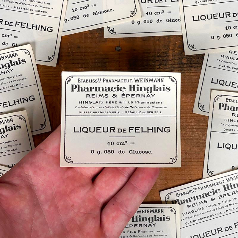 étiquette ancienne pharmacie hinglais reims epernay marne 1930 1920 Liqueur de Felhing