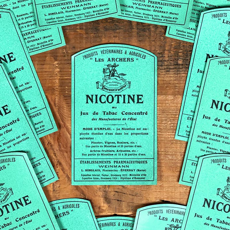 étiquette ancienne pharmacie hinglais epernay marne 1920 1930 nicotine jus de tabac concentré agricole agriculture